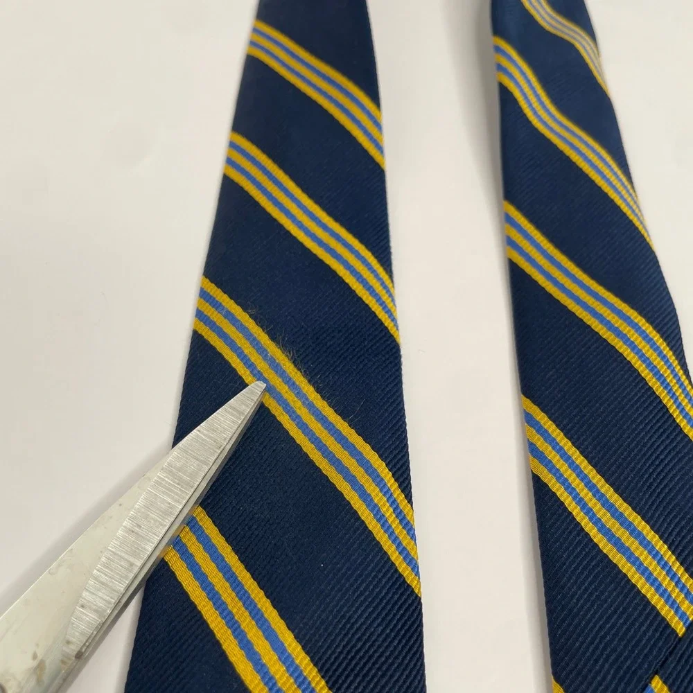 Brooks Brothers‎ 246 Silk Tie Blue Yellow Stripe Classic 3.25
